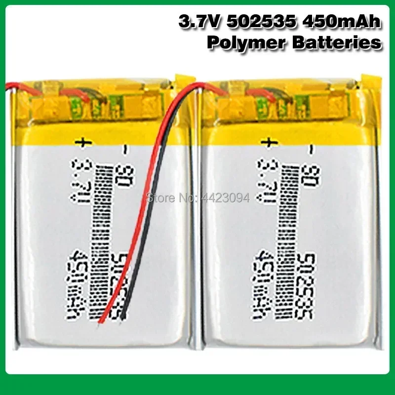 3.7V 450mAh 502535 Lipo Lithium Polymer Rechargeable Battery For MP3 MP4 MP5 DIY GPS Bluetooth Headset speaker fingerprint lock