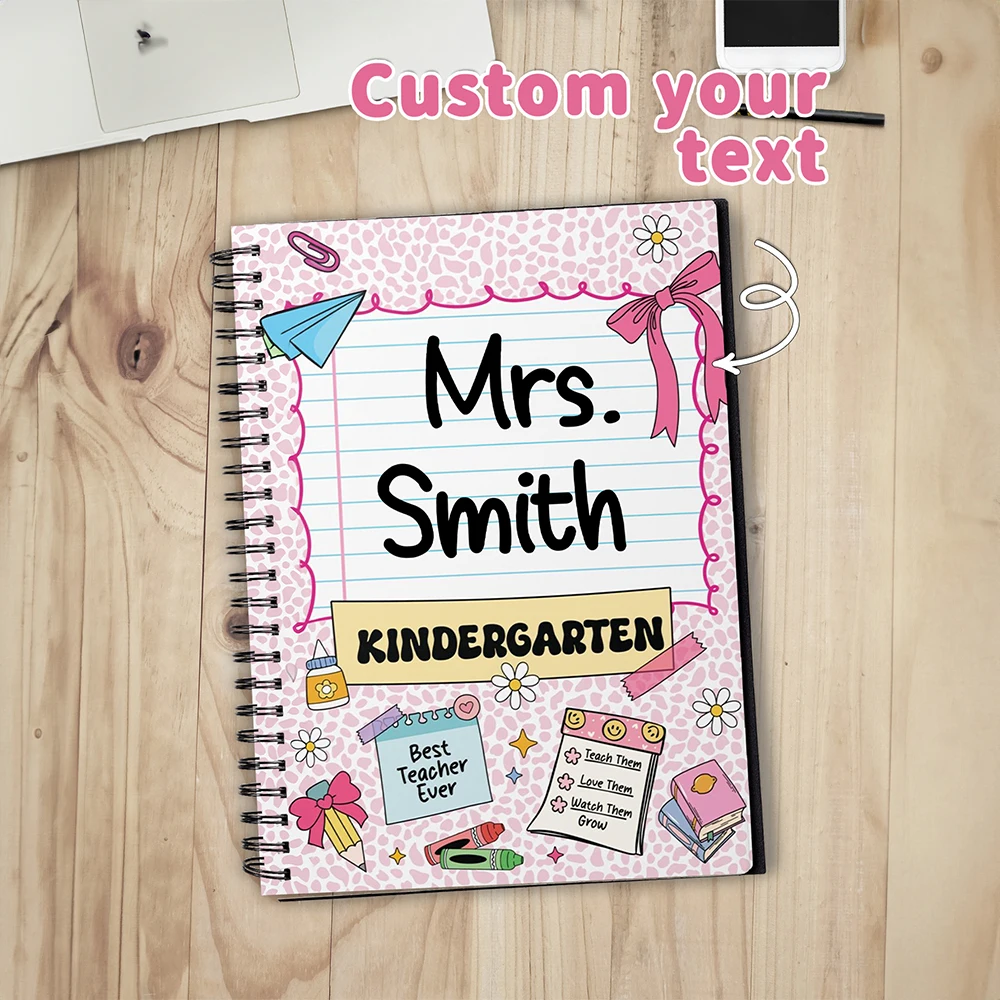 1pc Customized Personalized Text,Hardcover Spiral Journal,Holiday Keepsake Gift,Teacher Appreciation,Lesson Scheduling Notebook