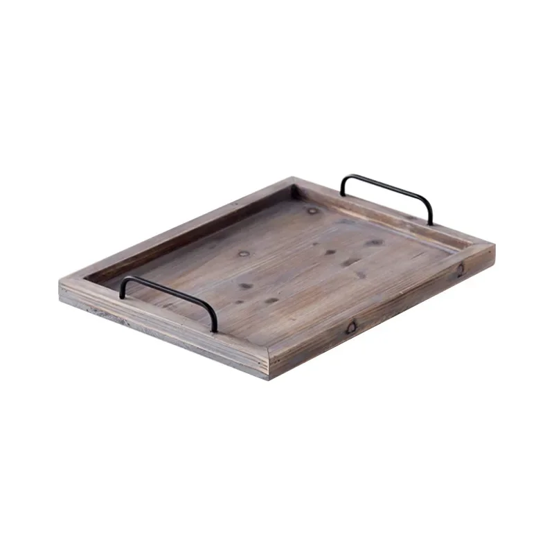 

American retro solid wood tray fruit plate decorative atmosphere wabi sandy wind solid wood handicrafts home desktop plate