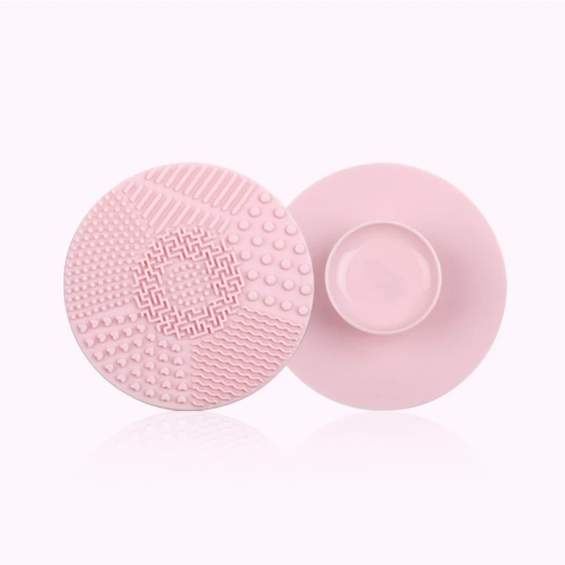 Tampon de nettoyage de brosse de maquillage en Silicone avec ventouse-tapis de nettoyage de brosse cosmétique rond pour un usage professionnel et domestique