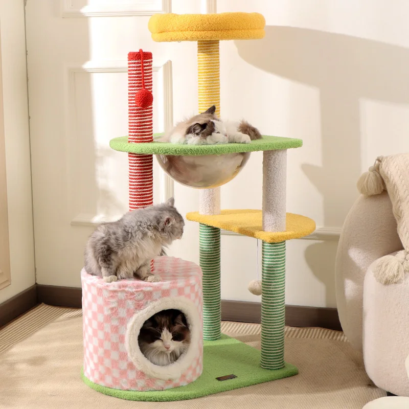 Modern Luxury Eco-Friendly Sisal Cat Tower, 3-in-1 with Cat Bed, Cat Condo & Sisal Scratching Board, Furniture for Indoor Cats