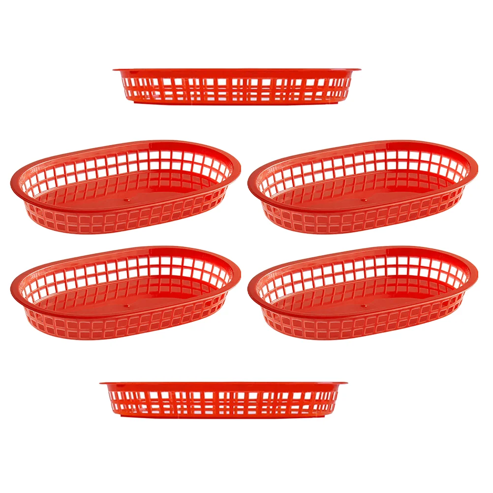 6 PCS French Fries Hamburger Basket Bread Holder Tray Small Picnic Baskets Storage Food Trays Pp KTV Burgers Serving