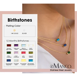 eManco Stainless Steel Colorful Cubic Zirconia Pendant High Quality 12 Months Birthstone Necklace Ladies Birthday Gift