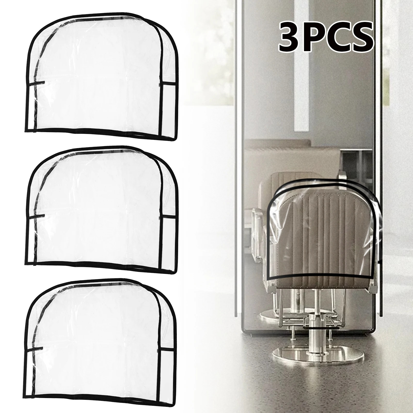 3Pcs Salon Chair Cover PVC Clear Chair Back Covers Soft Waterproof Salon Chair Covers Protectors Fits Most Standard Salon Chairs