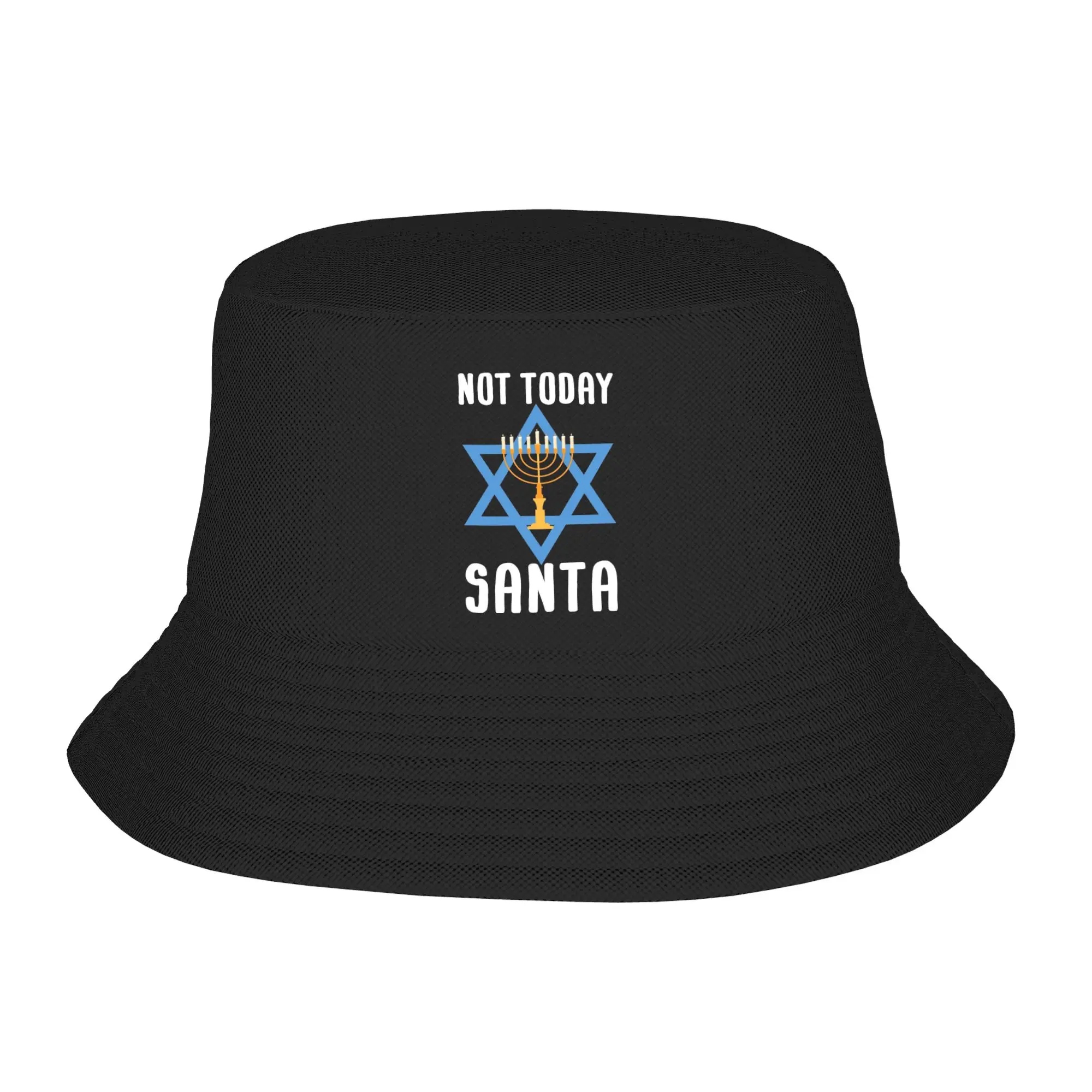 Not Today Santa Jewish Funny Hanukkah Bucket Hat for Teen Summer Star of David Sun Hat UV Protection for Fishing Hat Bob Hat