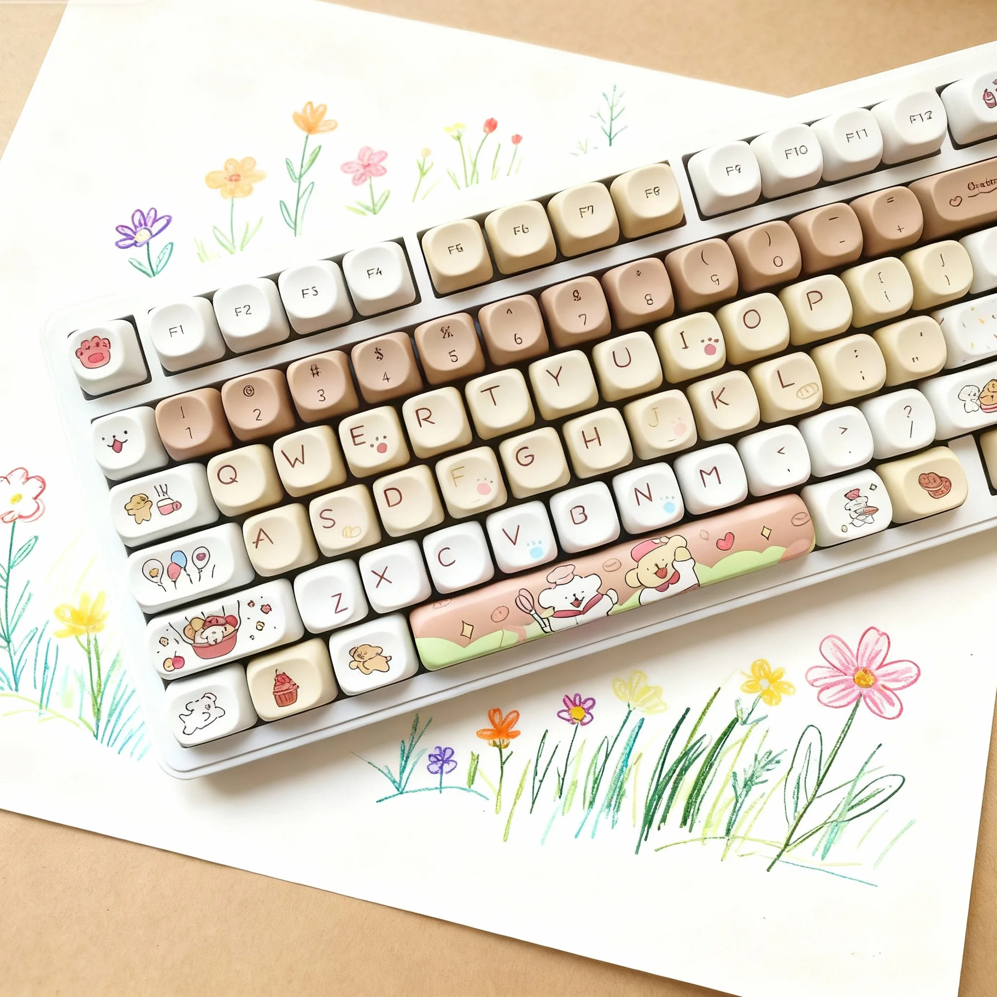 

Customized Dye Sublimation PBT Keycaps MOA Profile Chocolate Puppy Cute Keycaps for Cherry Gateron MX Switch Mechanical Keyboard