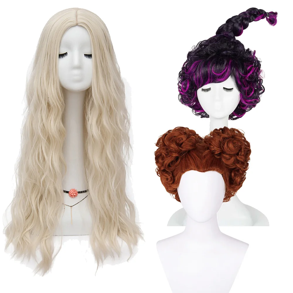 Sarah Mary Sanderson Winifred Sanderson Cosplay Wig Heat Resistant Synthetic Hair Headwear Carnival Halloween Party Props