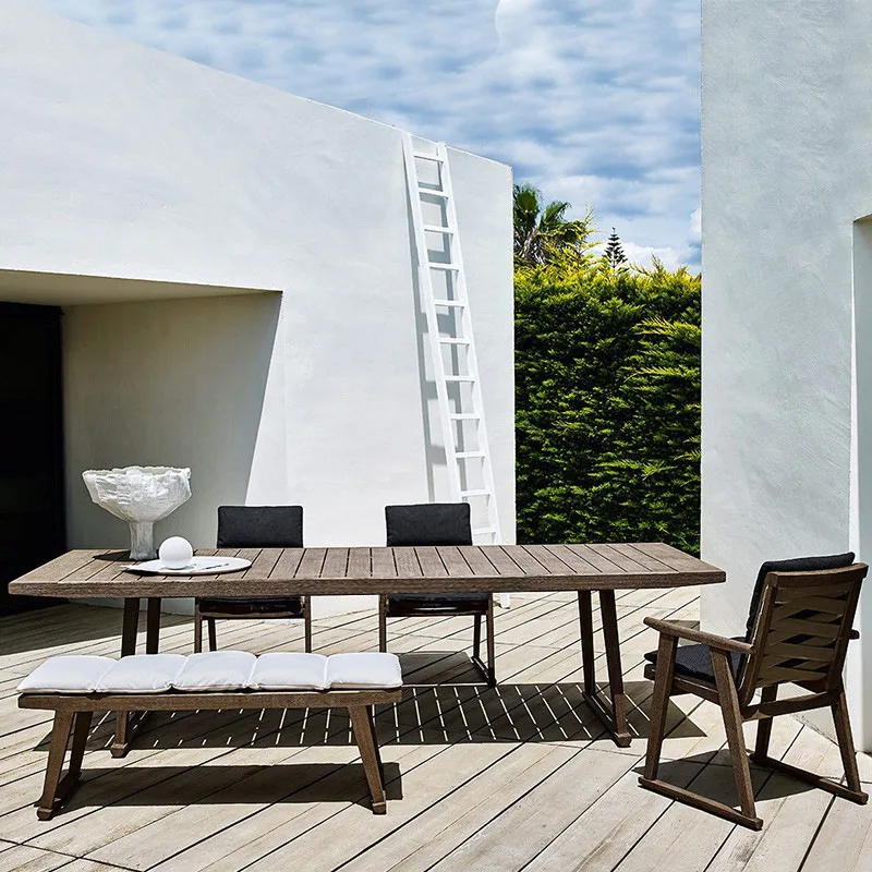 

Nordic outdoor table and chair set teak old casual outdoor furniture