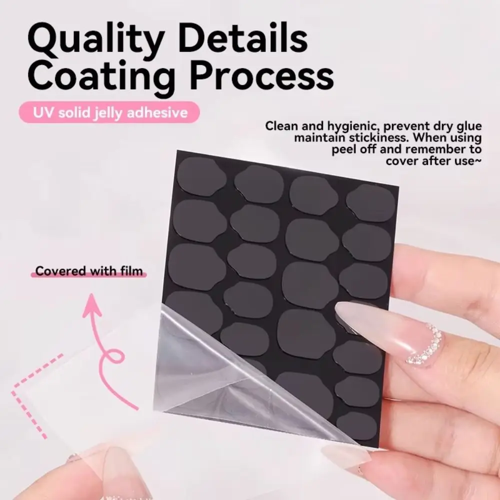 10Sheets/Set Transparent UV Nail Jelly Glue Strong Adhesion Double Sided Nail Tips Adhesive Gel Waterproof False Nail Glue