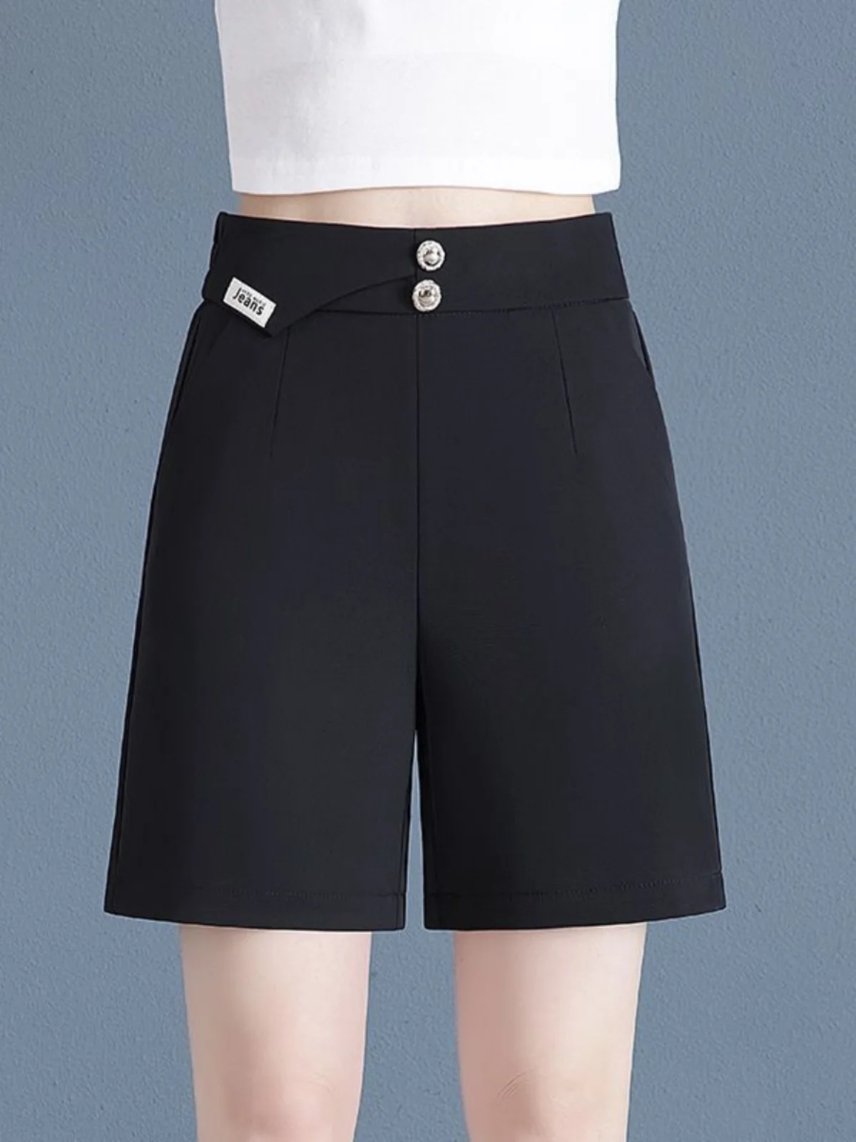 

Женские летние тонкие брюки-капри из ледяного шелка, больших размеров, для женщин среднего возраста, с высокой талией, драпированные, утягивающие, средней длины