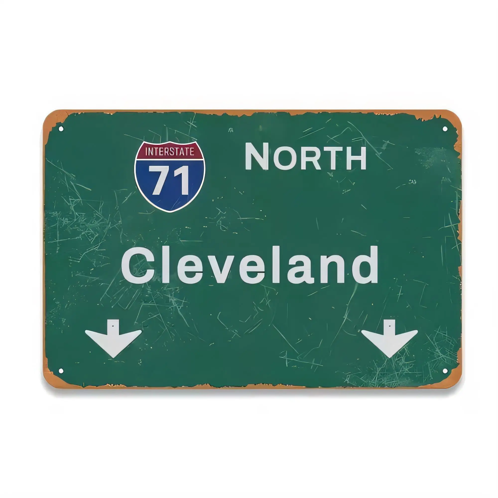 Tin Sign Interstate 71 North Road Sign Vintage Metal Plaque Wall Art Retro Rustic Garage Bar Decor   Indoor Outdoor Decorative S