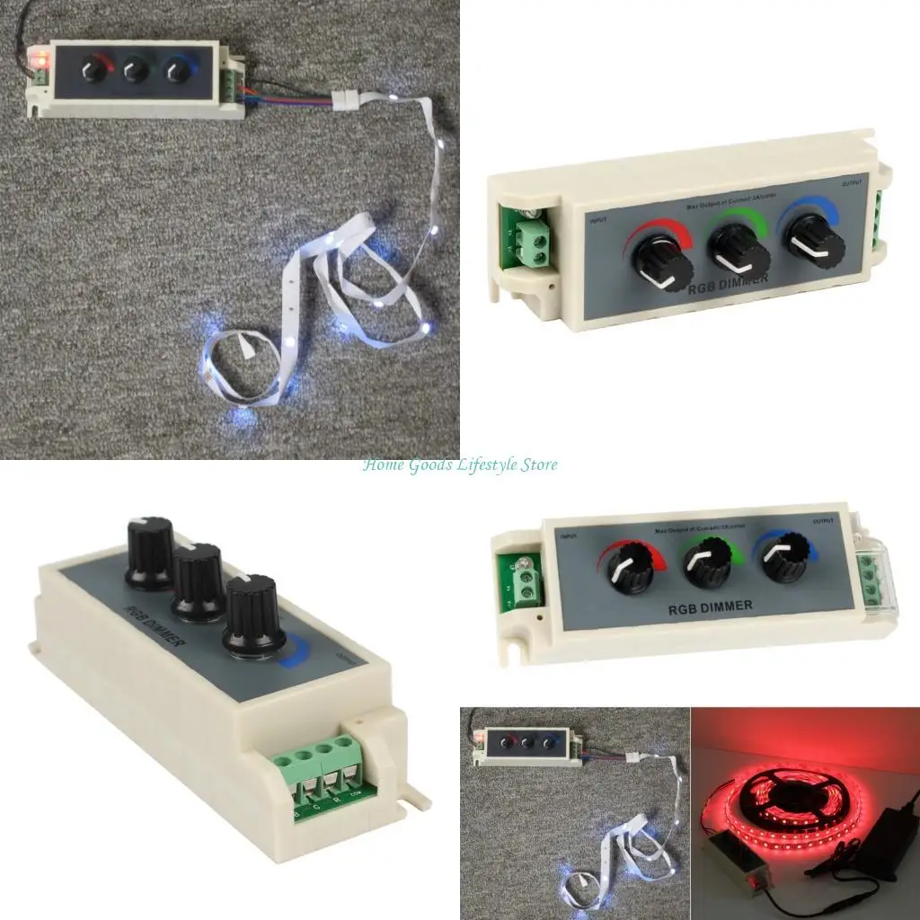 E74E LED Dimmer Knob Controller 12V-24V 3 Channel Strips Controller Switches Replacement LED Strips Dimmer Easy to Install