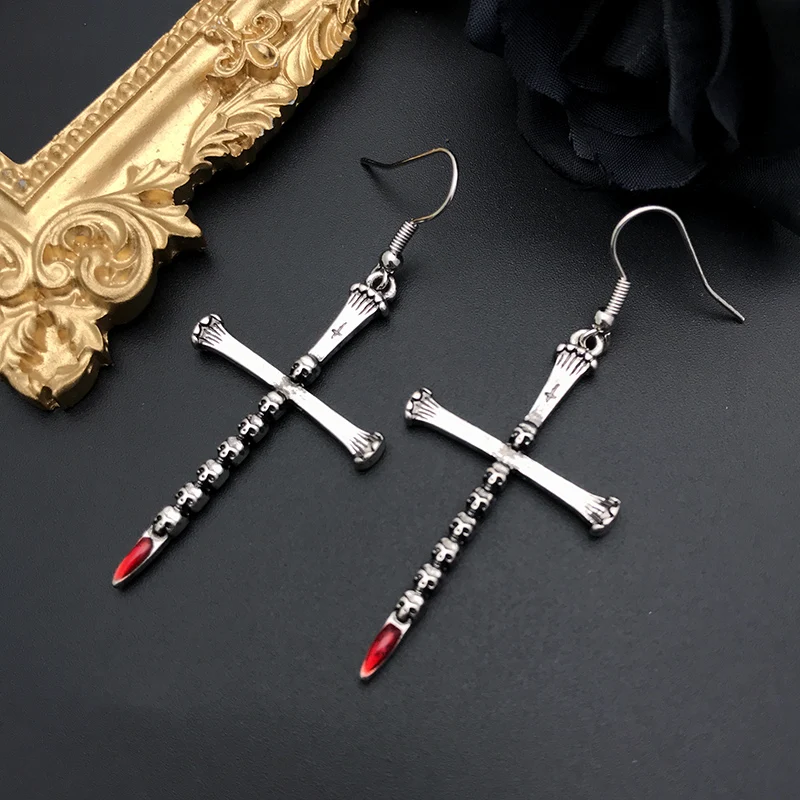 Gothic Earrings For Women Men Dark Skull Cross Sword Dagger Wizard Vampires Daemon Cospaly Halloween Earrings Accessories