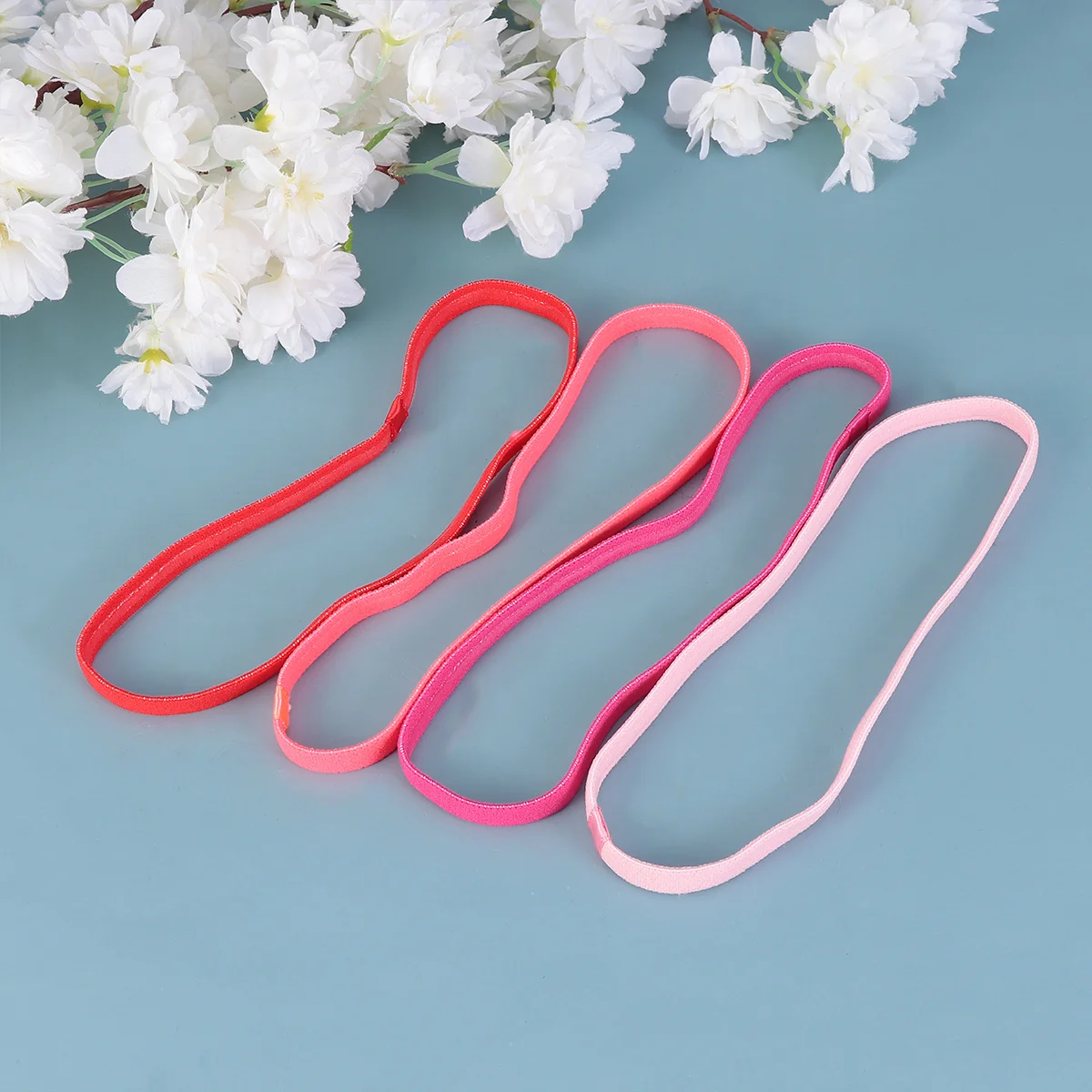 

12Pcs Outdoor Headband Set High Elasticity Adjustable Size Non Slip Grip Ideal for Sports Yoga Exercise Fluorescent Red Pink