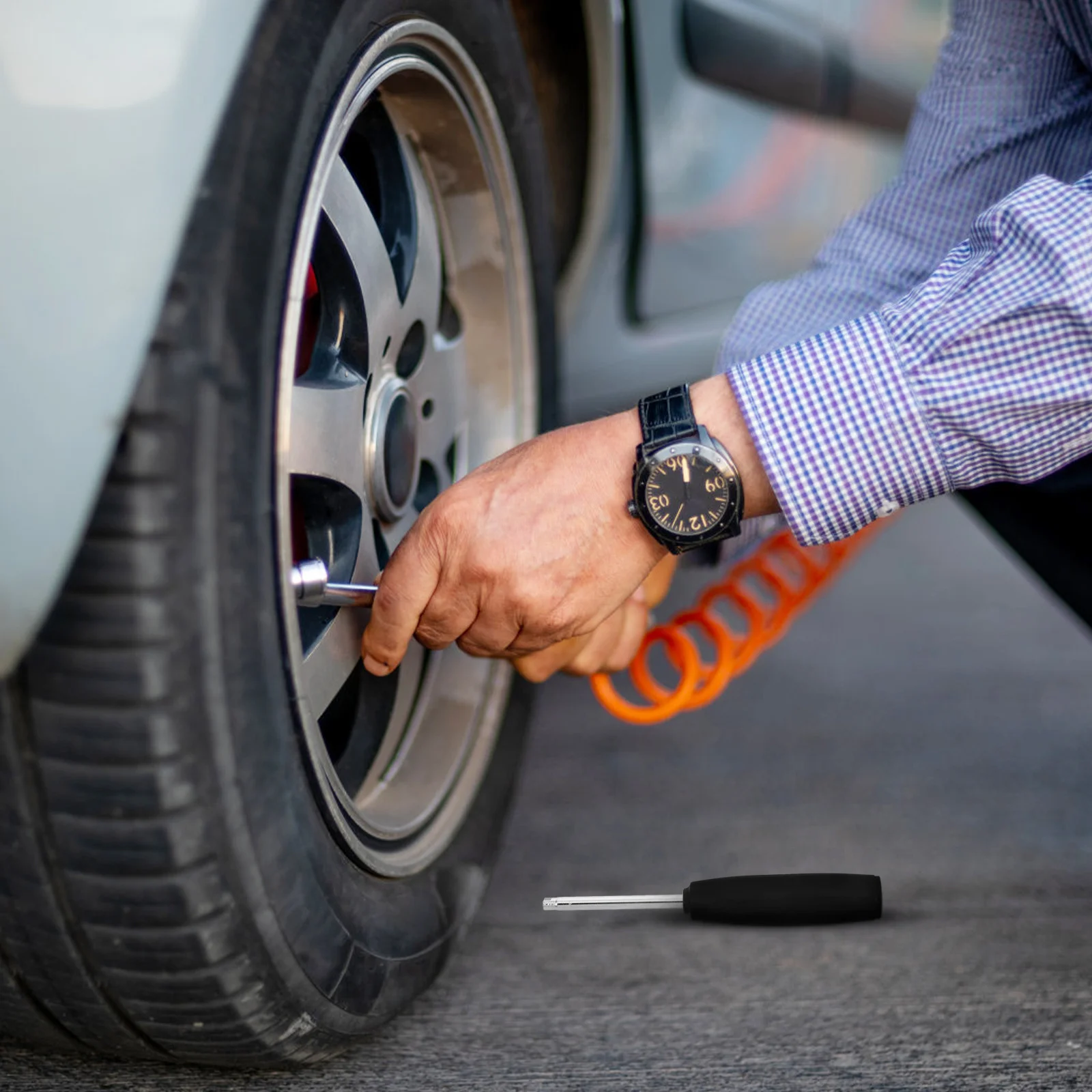 

Valve Stem Core Removal Tool Dual Function Tire Valve Wrench Installer Deflation Vehicle Tire Repair Tool Valves Nozzle Wrench