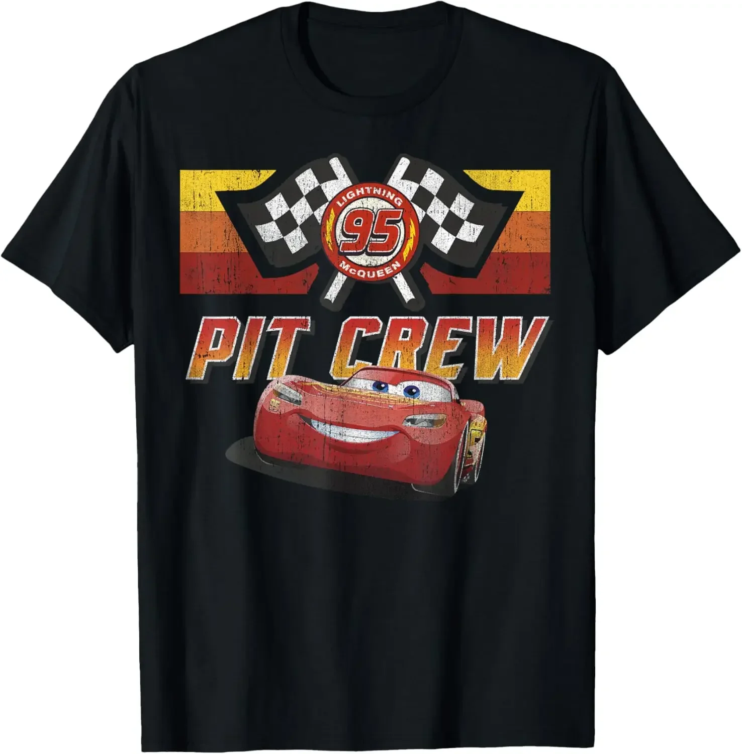 

MINISO X Disney Pixar Cars McQueen Pit Crew Red Distressed T-Shirt T-Shirt