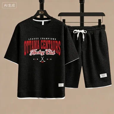 

Summer 2026 new men's breathable short sleeve T-shirt + quick drying shorts two-piece outdoor fashion men's sports casual top