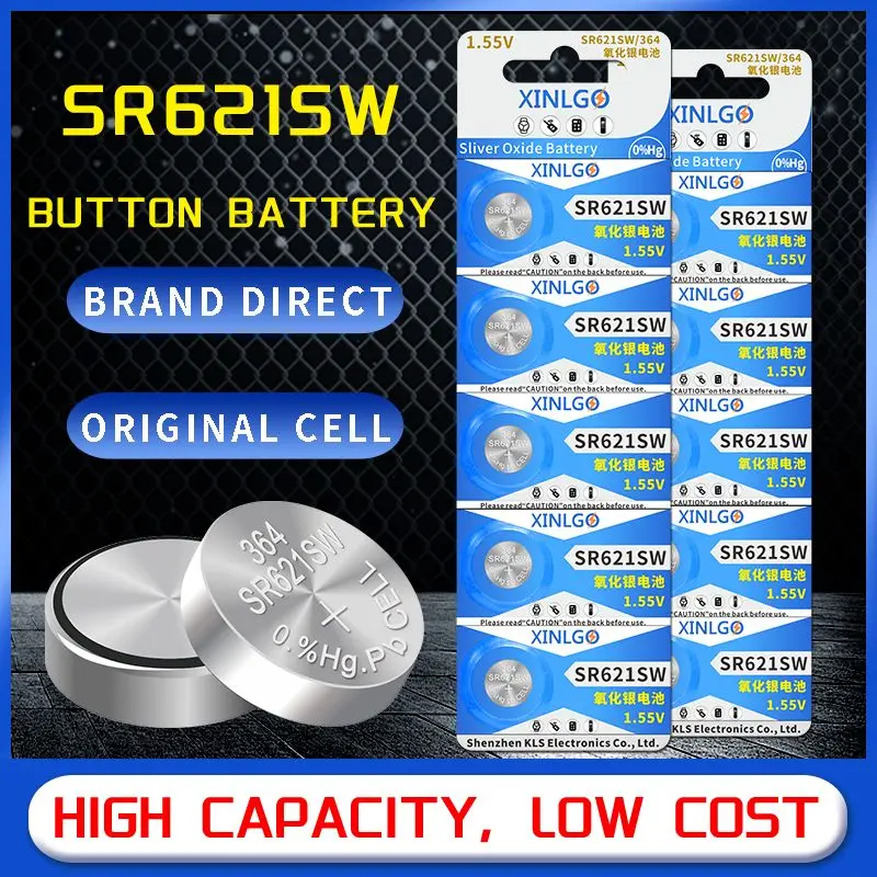 364 SR621SW Button Battery 1.55V Silver Oxide Coin Watch Battery for Wristwatch Small Electronics Replacement LR621 LR60 AG1