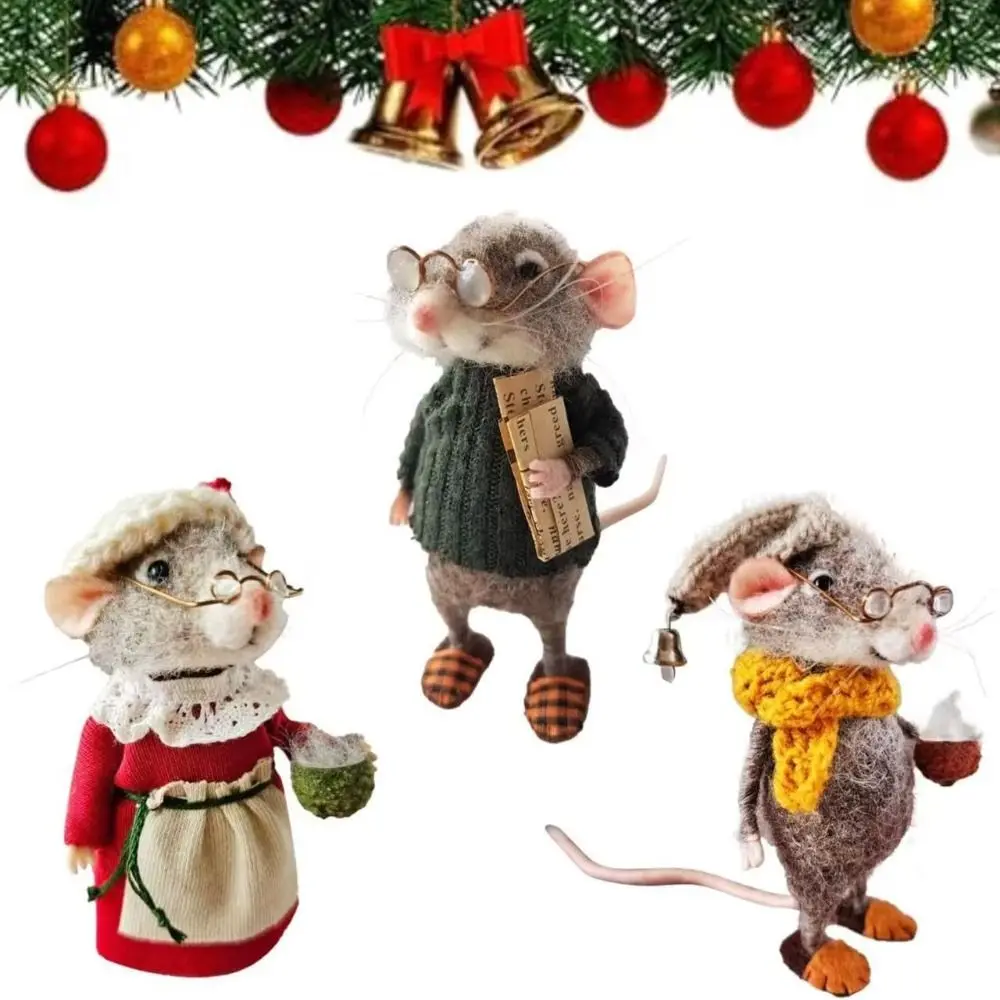 Only Material Package. Mouse Doll Christmas Needle Felted Mouse Needle Felted Craft Decorations Mouse Handmade Wool Felted