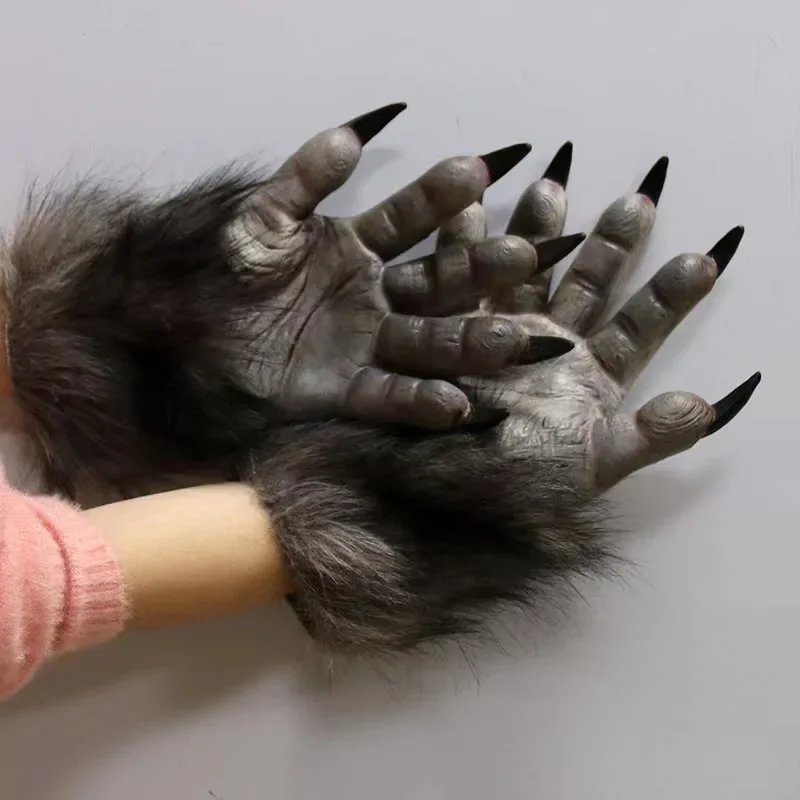 Accesorios de broma de juego de rol de Terror, disfraz de lobo espeluznante, disfraces de hombre lobo de terror, Cosplay de Halloween, conjunto de garras de hombre lobo, guantes