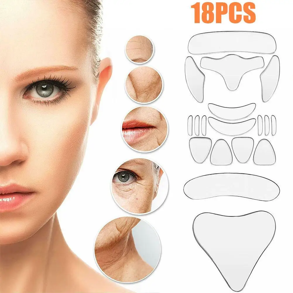 재사용 가능한 실리콘 패치 안티 림펠 패드, 실리콘 주름 제거 스티커, 얼굴 이마 목 눈 스티커, 스킨 케어 패치, 5x