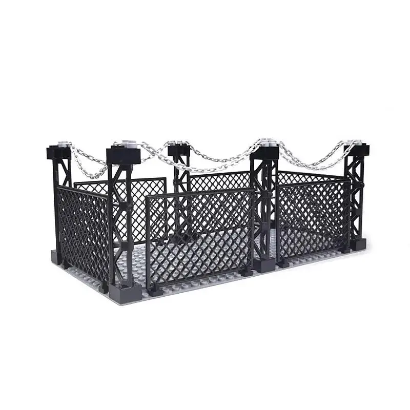 Cerca de isolamento de quintal militar da segunda guerra mundial, gaiola de praça, acessório do exército, proteção da cidade, modelo moc, placa de base, bloco de construção, tijolo, brinquedo infantil