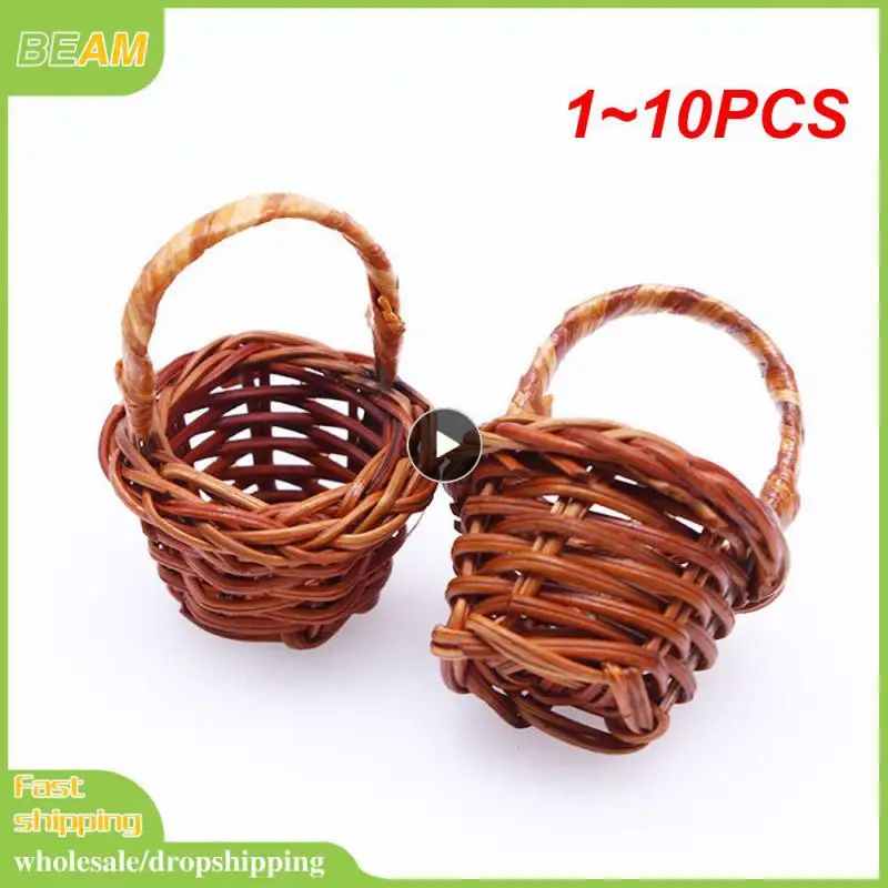 1~10PCS Small Flower Basket Handheld Woven Basket Office Decor Basket Mini Basket Pastoral Furniture Decor Sundries Flower