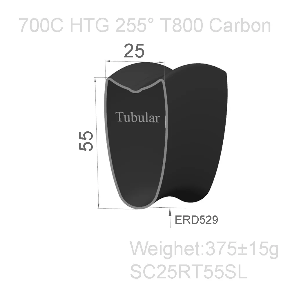 [SC25RT55SL] Only 375g Tubular T800 super light 700C carbon road rims 25mm wide 55mm Depth Tubular road carbon bicycle rims