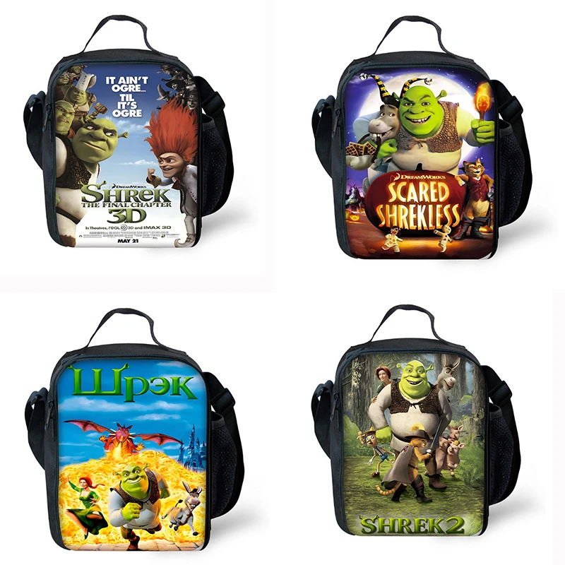 Child Insulated Anime For S-Shreks Large Capacity Bag for Boy and Girl Student Outdoor Picnic Resuable Thermal Cooler Lunch Box