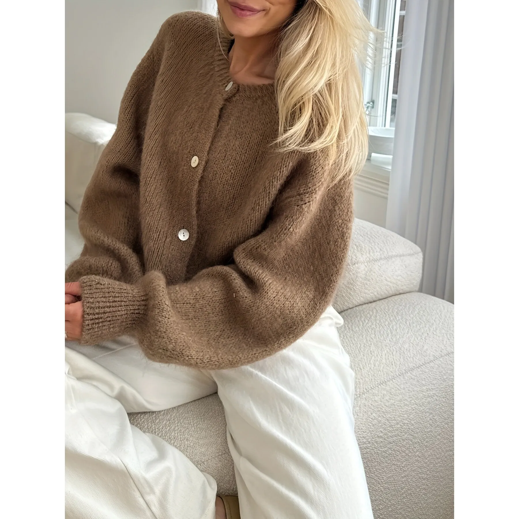 

Pastel Color Knit Sweater Candy-Colored Open Cardigan Women's Fashion Spring Seasonal Knittedwear Cross-Border Item