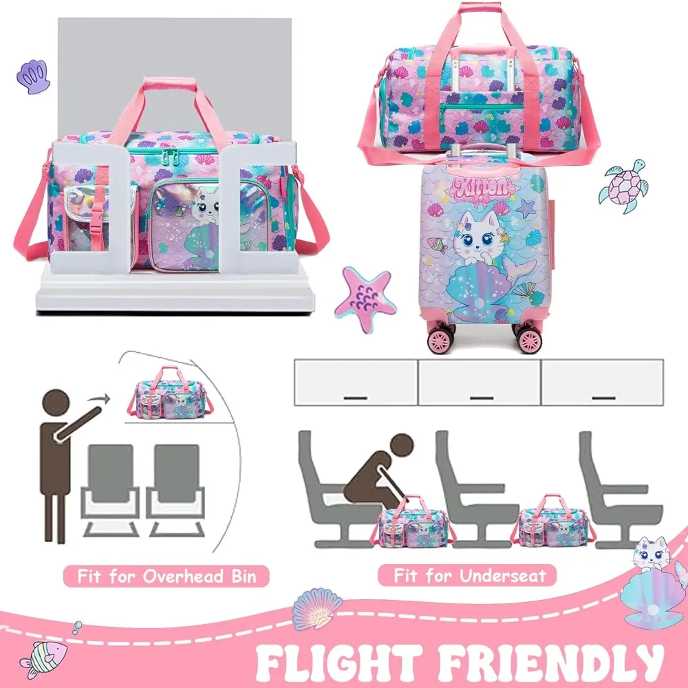 Juego de equipaje giratorio rígido de 3 piezas para niños - Maleta de 16 pulgadas para niñas y niños, ideal para viajes y equipaje de mano