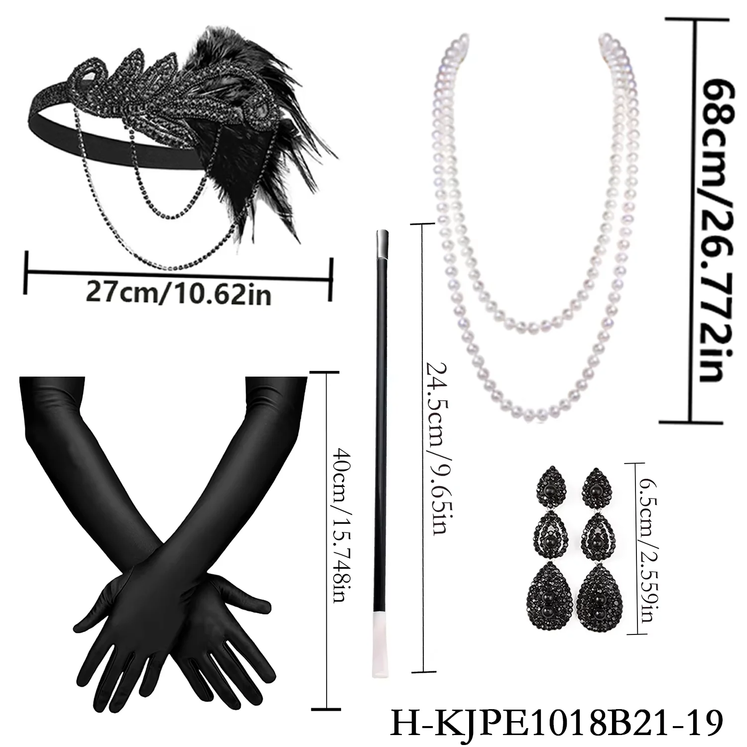 PESENAR 1920er-Kostüm- und Zubehörset, geeignet für 1920er-Jahre-Mottoparty und Cosplay