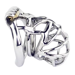 Stainless Steel Stealth Lock Male Chastity Device Adult Cock Cage With Curve Cock Ring Penis Lock Sex Toys Men Chastity Belt