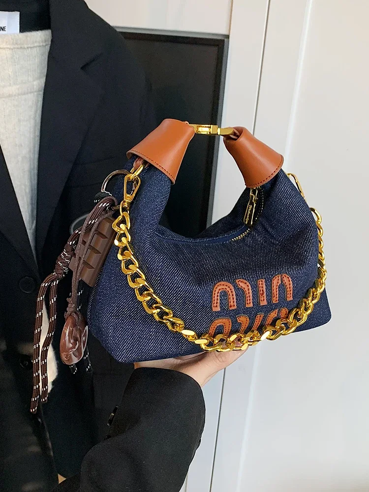 Bolsos de hombro tipo bandolera Hobos de mezclilla Retro de diseño moderno, bolsos y monederos de mano para mujer, bolso de mensajero para señora nueva 2025