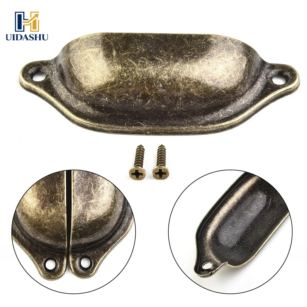 10Pcs Retro Metal Kitchen Drawer Cabinet Door Handle And Furniture Knobs Handware Cupboard Antique Brass Shell Pull Handles