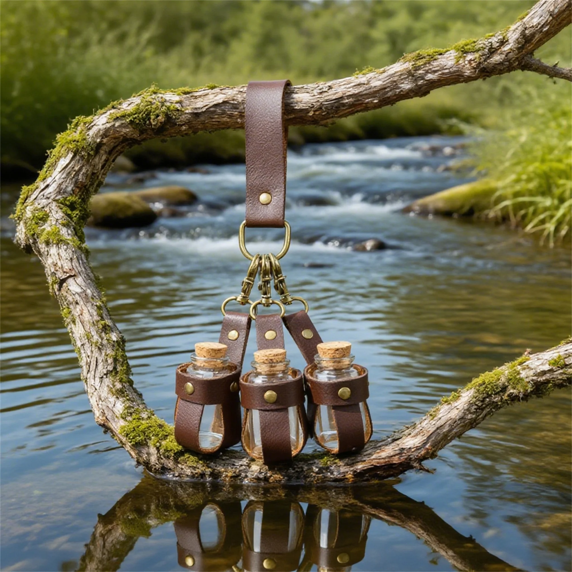 Renaissance Costume Accessories Belt Pouch 3 Potion Bottles Leather Holder Medieval Festival Halloween Costume Belt Waist Set