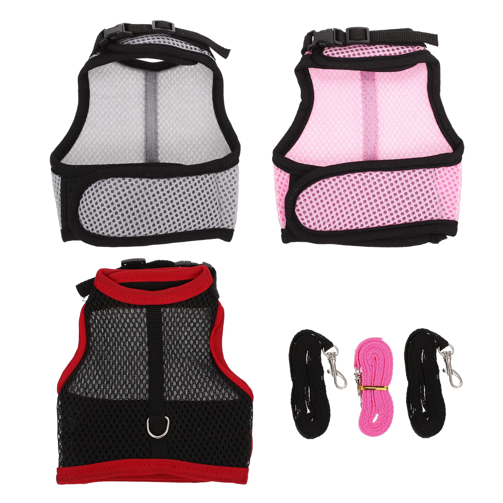 

3Sets Pet Harness Leash Rabbit Vest Lightweight Breathable Outdoor Small Animal Traction Rope Hamster Supplies