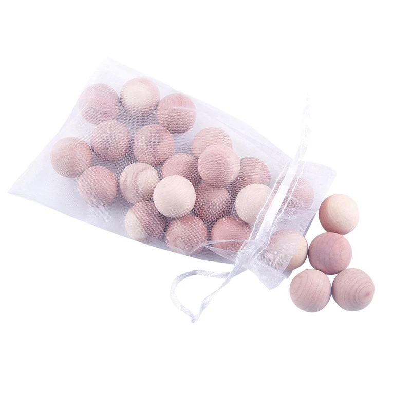 48 buah bola Cedar alami bola ngengat kayu merah aromatik untuk pakaian penyimpanan Laci lemari Aksesori penyegar