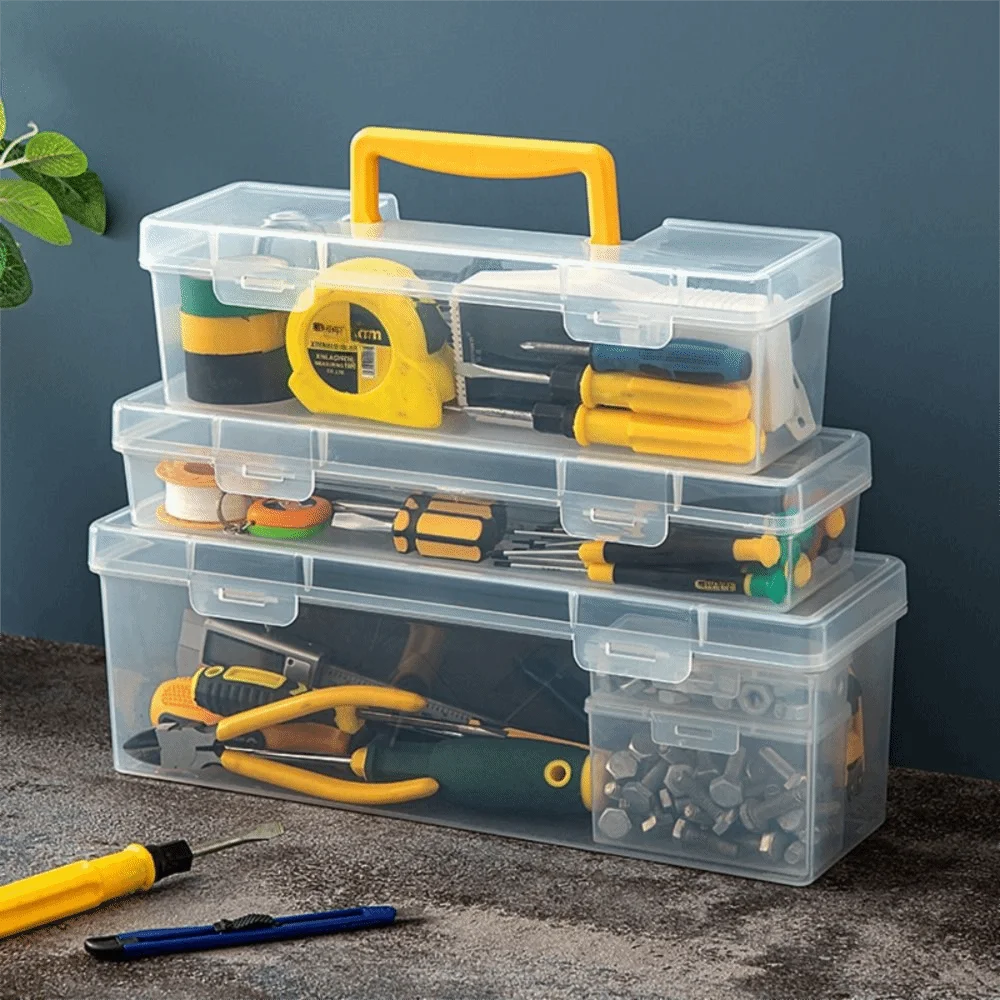 Large Capacity Hardware Tool Box Impact-resistant PP Plastic Storage Screw Box Transparent Multifunctional Tool Storage Box