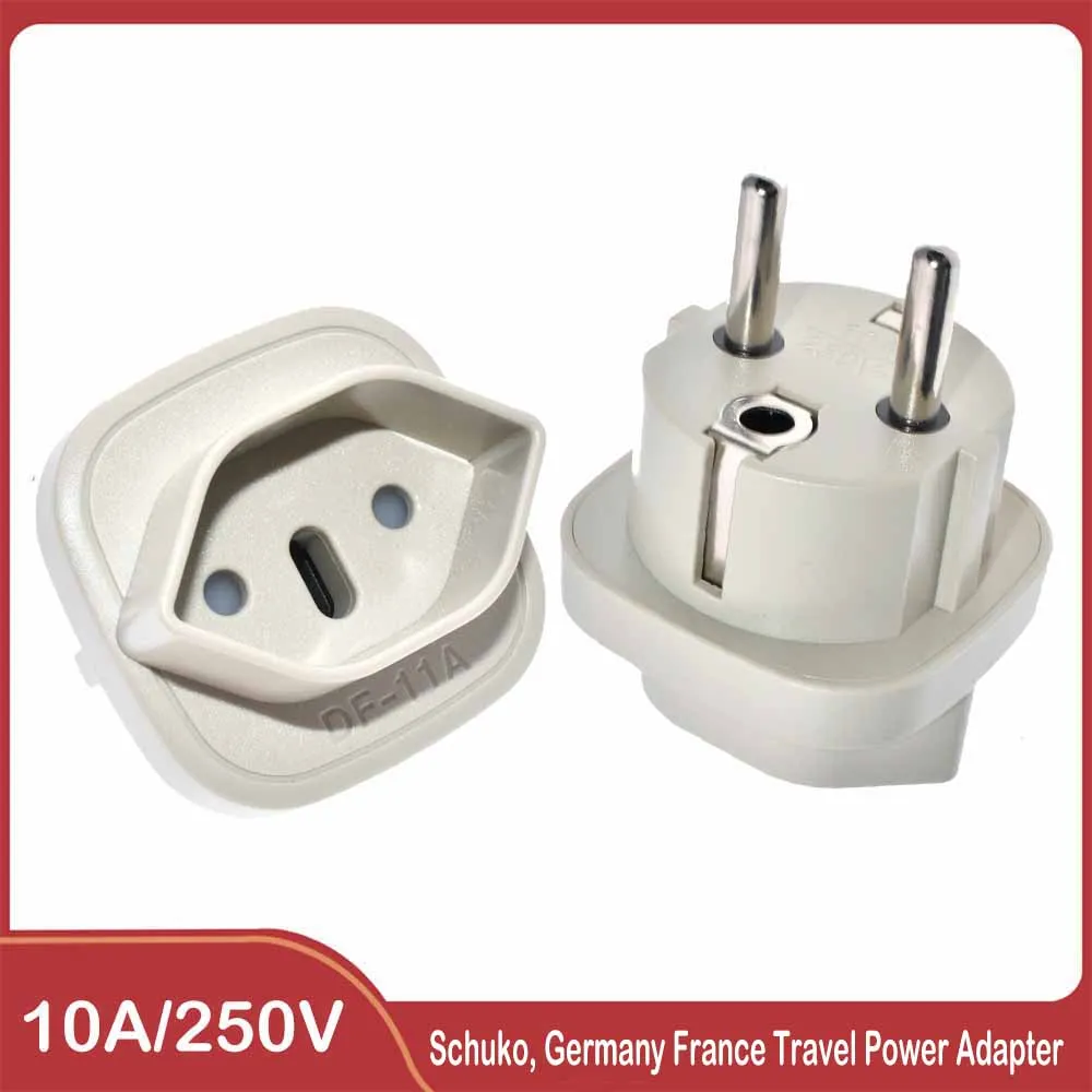 Switzerland to Euro plug adapter Italy to EU Converter Brazil to Type-F Schuko Round 2 pins Connector 10A250V