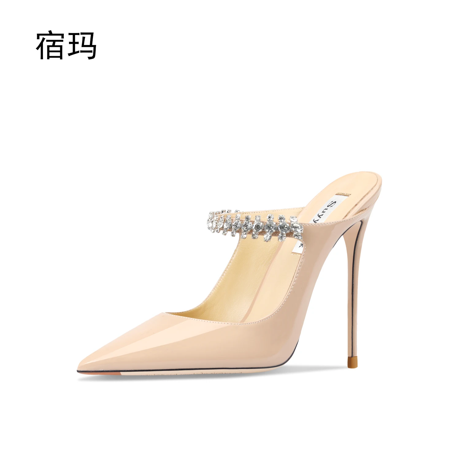 shoes woman 2024 trend Leather Heels Slippers Women High Heels Shoes Brand Fashion Crystal Pumps Pointed Toe Sexy Party Ladies