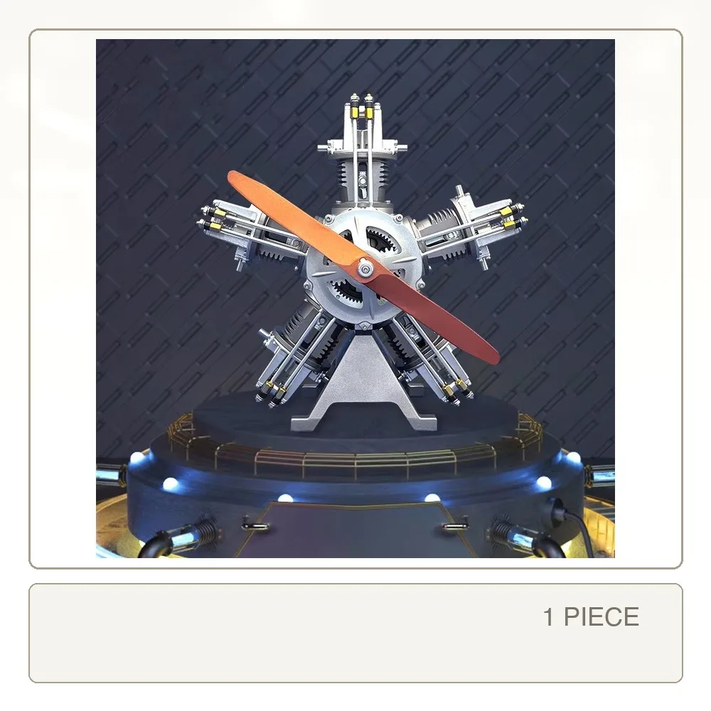 TECHING Five Cylinder Radial Engine Aircraft Engine Simulation Electric Metal V5 Model Kit Engineering DIY Assembly Model Toy