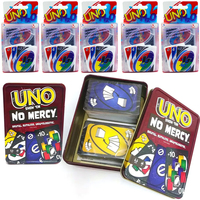 Mattel UNO No mercy H2O Card Tin Box Family Card Game WaterProof Entertainment Fun Poker Party Games Playing Cards Kids Toys