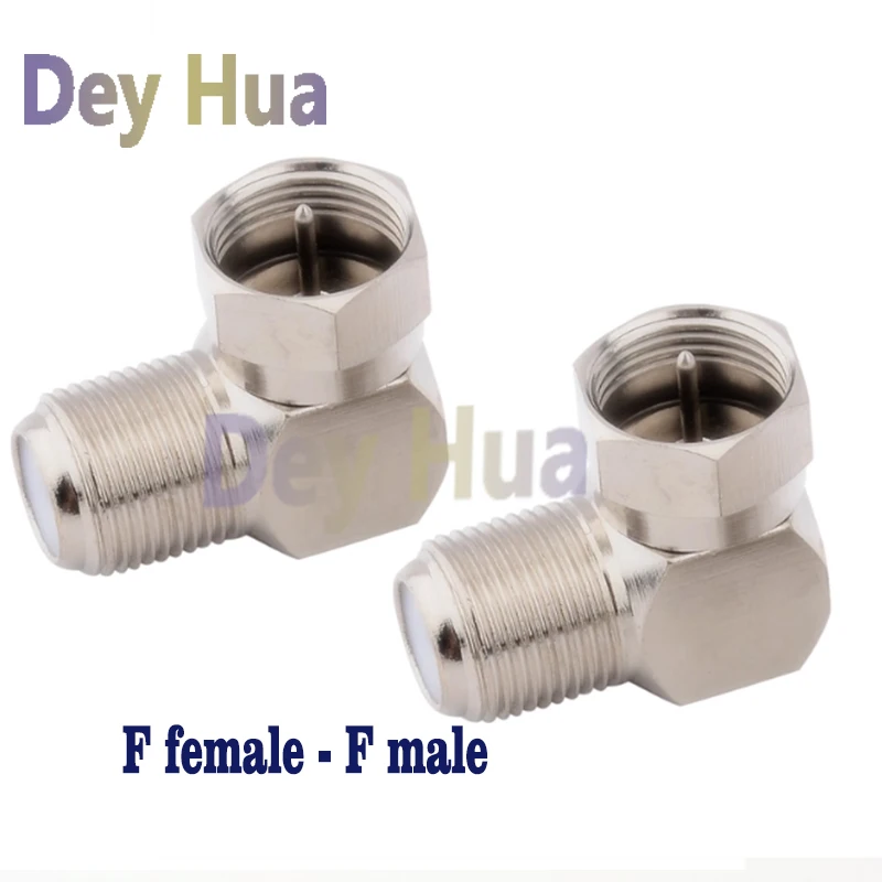 10/100Pcs F female to F male F-head revolution F-mother 90 degree cable TV set-top box conversion adapter right angle bend FJ/FK