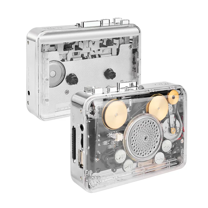 ABSQ-Cassette مشغل شرائط مسجل USB المحمولة شفافة قذيفة كاسيت التقاط إلى تنسيق MP3 U القرص الشريط مشغل موسيقى