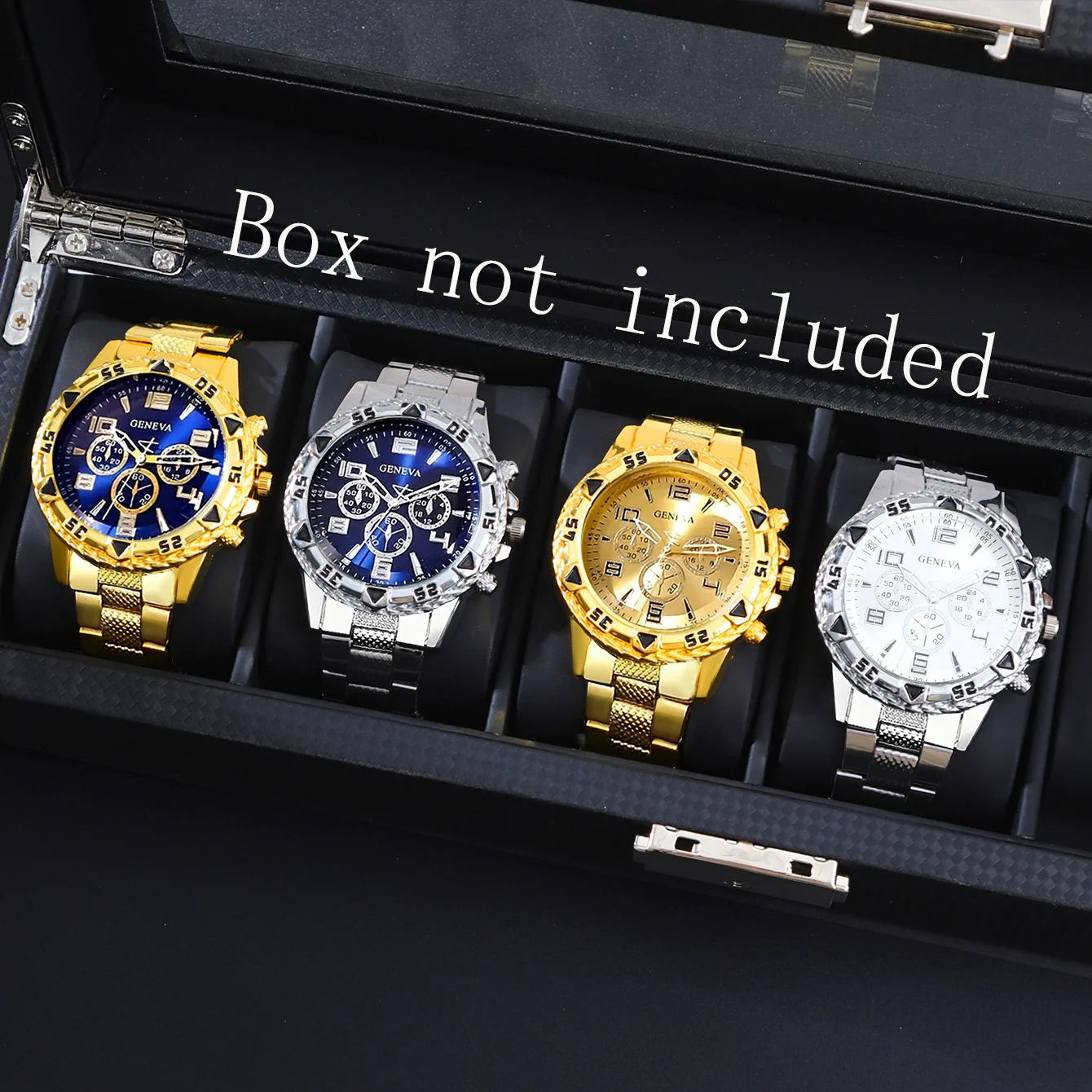 4 Pieces/set Stylish Personality Men's Watch Set Fine Alloy Large Disc Quartz Movement Men's Quartz Watch The Ideal Gift
