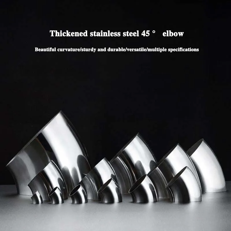 1Pcs 201/304 Stainless Steel 45 Degree Welded Elbow Pipe Fitting Industrial Sanitary Grade Stair Handrail Connector