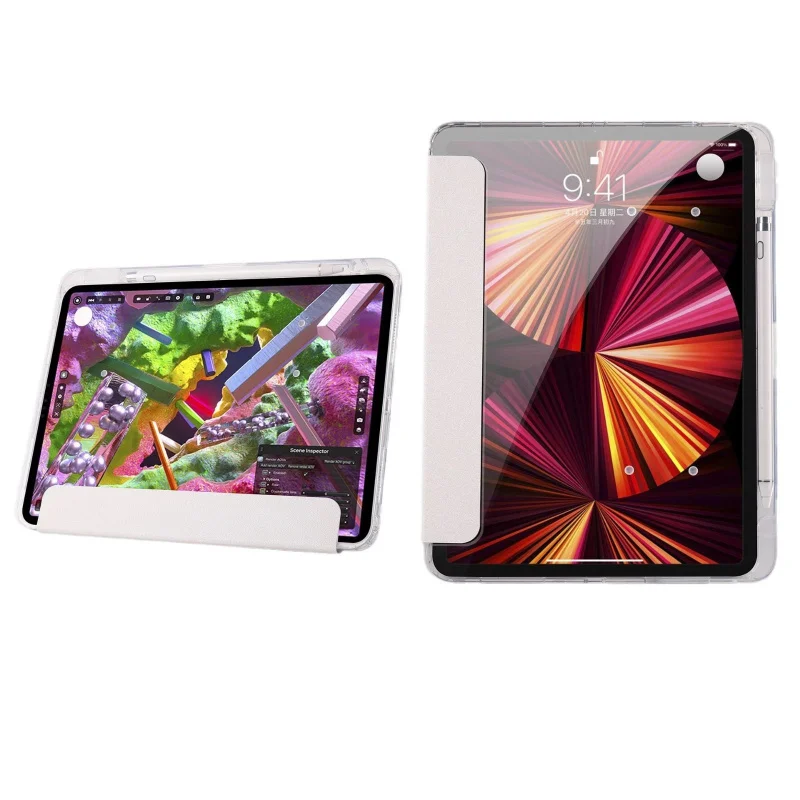 For IPad Protective Case Air4/5 Ice Crystal Shell 12.9 Pen Slot High Transparency 10.5 Magnetic Suction