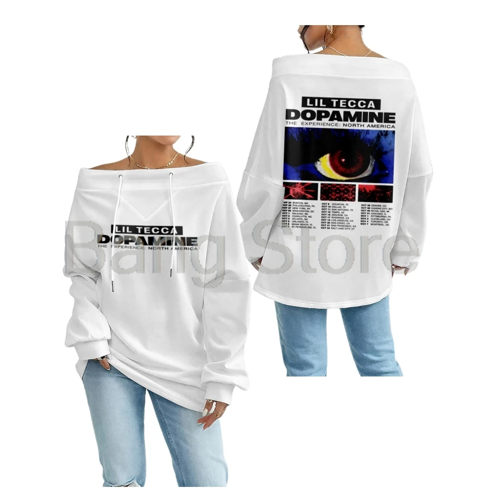 ลิล เทคก้า ดีโอปามีน เอ็กซ์เพิร์นซ์ ทัวร์อเมริกาเหนือเสื้อคอเรือผู้หญิงแขนยาวลำลองเสื้อผ้าสตรีท ‌