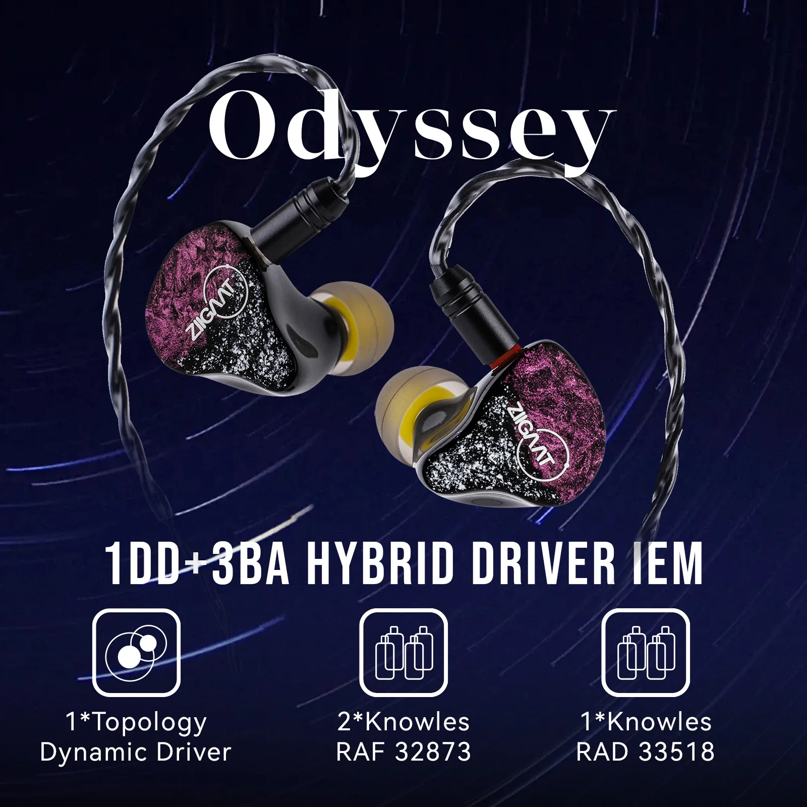 Linsoul ZiiGaat Odyssey 1DD+3BA سماعات أذن هجينة داخل الأذن Hifi سماعات أذن سلكية لموسيقي عشاق الصوت